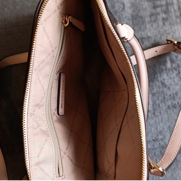 Brown & Pink Floral Michael Kors Handbag Purse, Roses Fall Floral - Picture 6 of 10